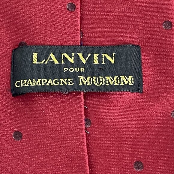 Lanvin Paris Champagne‎ Mumm Designer Silk Necktie Red Brown Dots - Picture 4 of 5